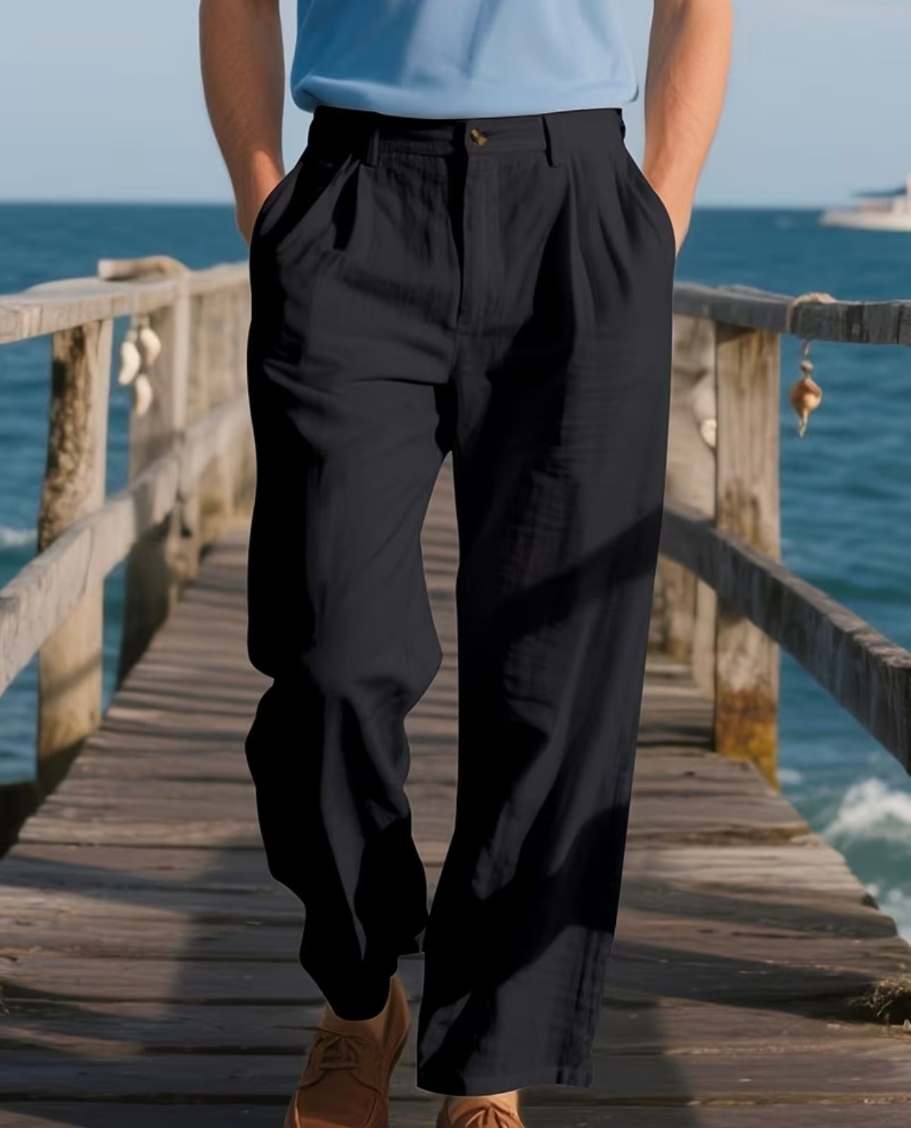 Brown Country Club Style Linen Pants