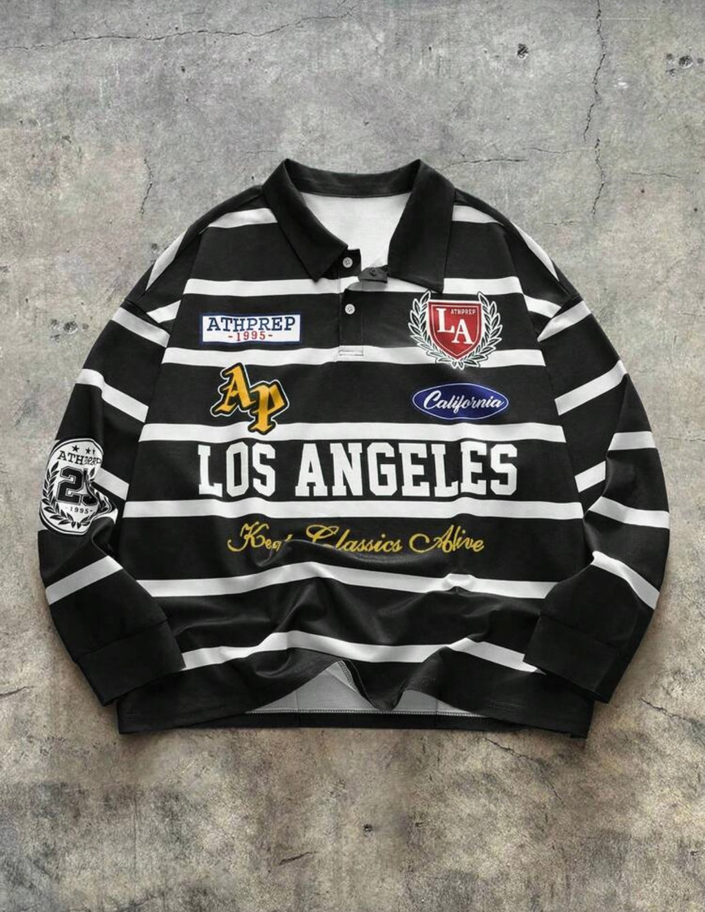 Los Angeles 90s style skater long sleeve polo