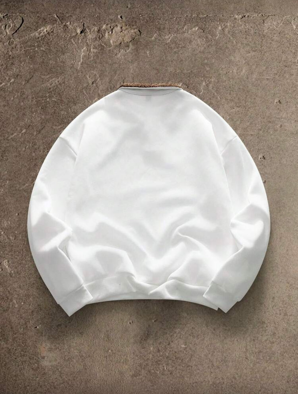 White AXEPEAK Fleece Knit pullover sweatshirt